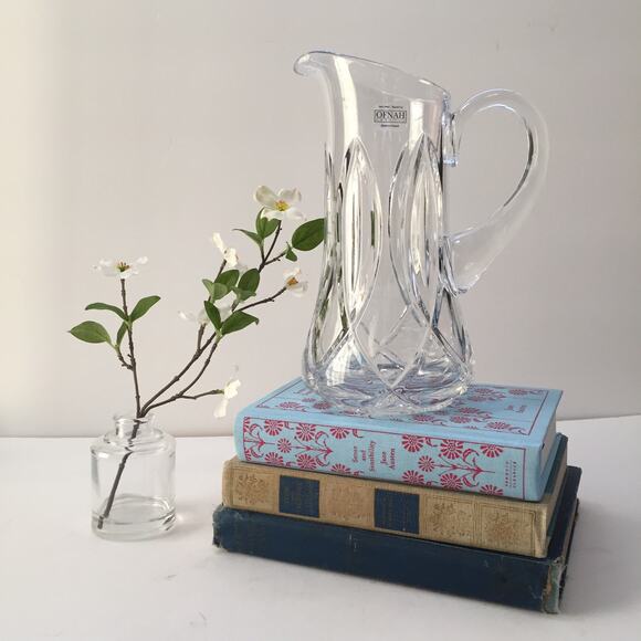 Vintage Ofnah Poland Lead Crystal Cut Glass Pitcher - Picture 1 of 8